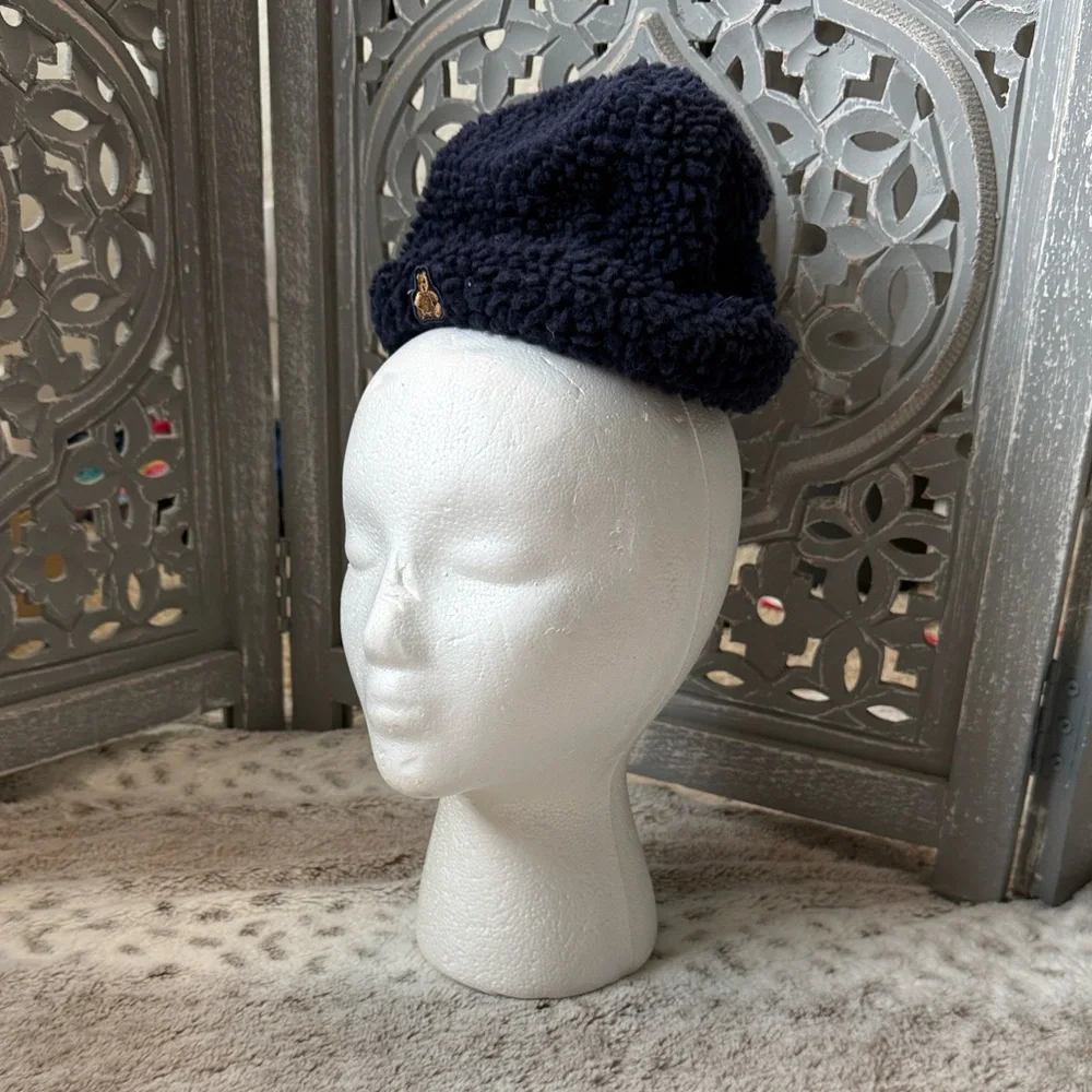 Baby GAP navy teddy bear beanie hat boys 12-18 months Classic Blokecore winter
